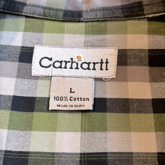 Carhartt Mens Long Sleeve Button Up Shirt Blue And Green Plaid Size‎ Large - Picture 5 of 8